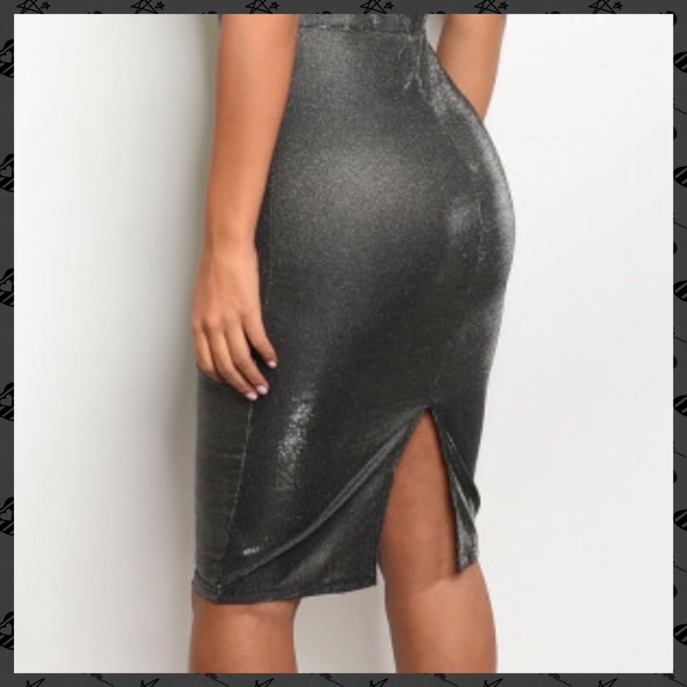 SHIMMERING BLACK RUNWAY DRESS-SLIP-TUNIC MIDI NEW - Picture 6 of 7